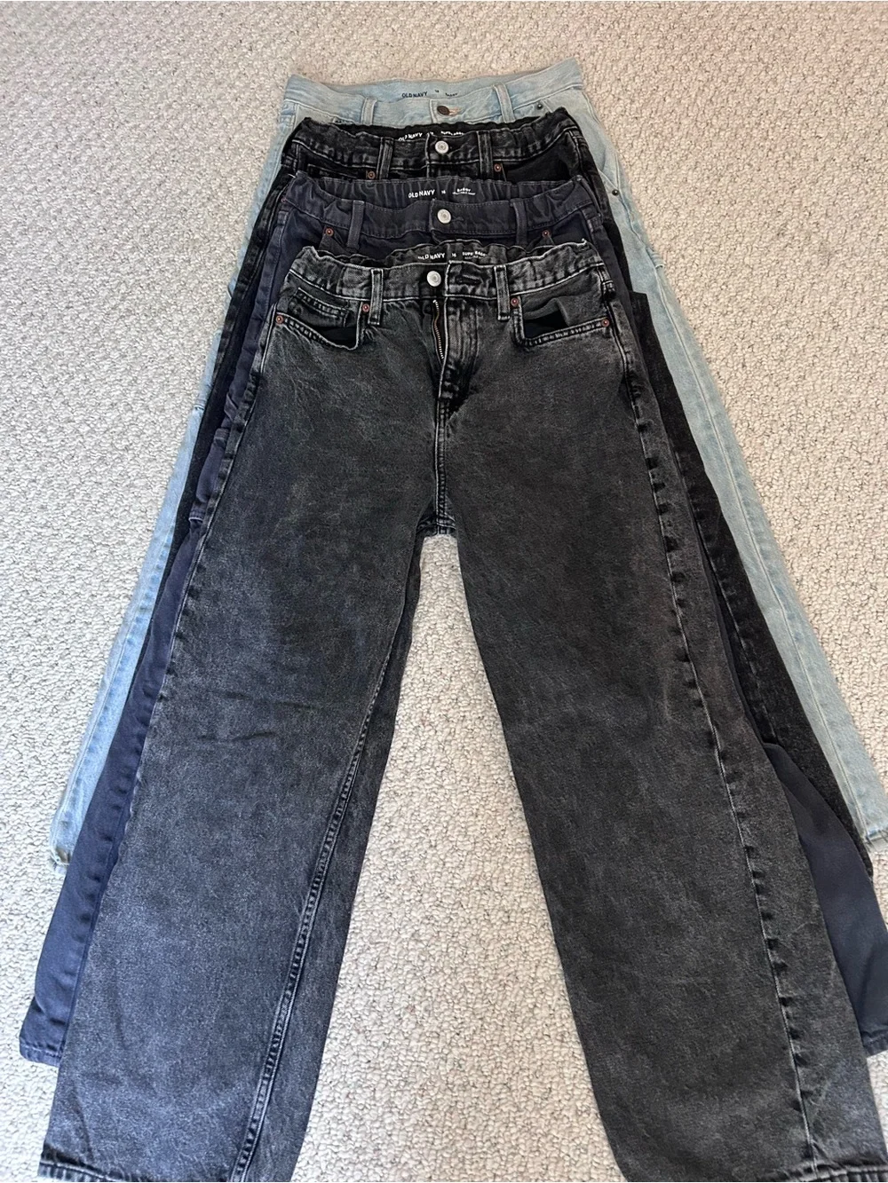 Boys Old Navy Jeans Set of 4-Light Blue, Black, Charcoal, Navy